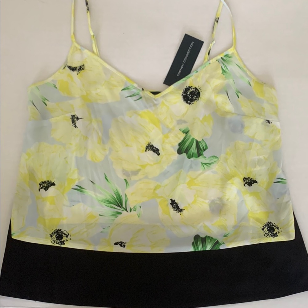 French Connection Yellow, Black and Whites Sleeveless Camisole